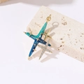 Star-themed pendant with blue-green gradient enamel and white zircon in gold plating - Blue-Green Gradient Starry Four-Pointed Star Style (H-9441)