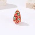 Detail of water-drop devil eye pendant with gold plating and colorful enamel inlay - Red (H-9449)