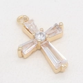Cross pendant with zircon stones in 14k gold plated copper for DIY necklaces - 14K Gold