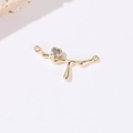 Macro shot of gold branch connector with heart-shaped zircon for DIY jewelry making - Branch Heart Style (H-9305) / 14K Gold
