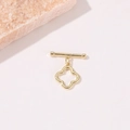 Hochglanzpolierter Kleeblatt Knebelverschluss in Gold für DIY Halsketten und Armbänder - 14K Gold (CJY48)