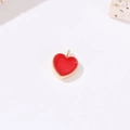 Detail of red enamel heart pendant with golden beaded border for DIY jewelry making - Red Heart Style (H-9292 Red) / Gold