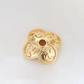 Golden 14k gold-plated 4-petal flower spacer bead with embossed patterns for DIY jewelry - Swastika Pattern Four-Petal Spacer (H-8463/8.5MM)