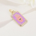 Hamsa Hand and Evil Eye purple tarot style pendant in 14K gold plated brass - Fortune Hamsa Hand Style (H-6944)