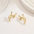 Künstlerische goldene Ohrstecker in Instrumentenform im minimalistischen Vintage-Stil - Musikinstrument Gekreuzt Stil (H-9421) / 14K-Gold