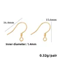 Dibujo técnico de ganchos para pendientes chapados en oro de 14k con medidas de 16,4 mm x 15,6 mm - Dorado