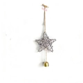 Estrella de ratán tejida en plata con campana dorada para decoración de paredes - Plateado