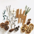 DIY Christmas set with cinnamon sticks, dried orange slices, pine cones and cotton - Pine Cone and Dried Floral Materials