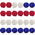 Set di 20 palline di rattan intrecciate rosse bianche e blu per decorazioni festive - 5cm Palla (24)