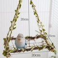 Columpio para loros de madera natural con hojas artificiales y cuerda de escalada para jaula - Columpio de Red de Ratán Tejido