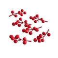 Set of 6 bright red artificial holly berry stems for DIY Christmas wreaths and floral decor - 7-Head Red Berries Spray