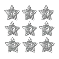 Dettaglio di nove stelle intrecciate argento con trama incrociata per decorazioni natalizie - Pentagramma / 6cm / Argento