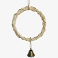 Dettaglio dell'altalena in rattan naturale con campanello per gabbie di uccelli - Piccolo Anello in Rattan Decorato Con Campanello