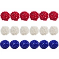 Close-up of 18 red, white, and blue handmade rattan balls for Independence Day decor - 5cm Ball (18)