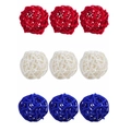 Set di 9 sfere in rattan intrecciato rosso bianco e blu per decorazioni Independence Day - 5cm Palla (9)
