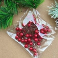 Bayas rojas de Navidad artificiales para coronas DIY en bolsa con agujas de pino - Baya Roja