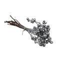 Silver decorative berries bouquet with natural wood stems for DIY candle making and decor - Silver