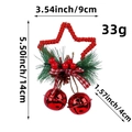 Red star Christmas ornament with green needles, checkered bow and hanging bells - Red