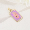 Hamsa Hand and Evil Eye gold pendant with purple enamel and Fortune engraving - Fortune Hand Style (H-6944)