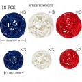 18-piece Independence Day wicker balls set in red white and blue with 3cm and 5cm sizes - 5cm (9) + 3cm (9) Ball