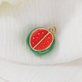 Watermelon pendant necklace in gold-plated brass with vibrant red and green enamel coating - 14K Gold (Watermelon)