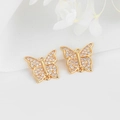 Vista macro de dijes de mariposa chapados en oro con circonitas para crear joyas DIY - Mariposa con Strass Completo (H-7194)
