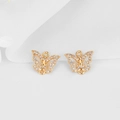 Macro shot of 14K gold plated butterfly pendant with pavé cubic zirconia for DIY jewelry - Fine Butterfly (H-7185)