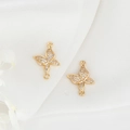14K gold plated butterfly pendant with zircon stones for DIY jewelry making earring charm - Hollow Butterfly (H-7195)