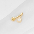Golden cherry-shaped jewelry pendant connector with square mother of pearl and round base - Cherry Shell Inlay Pendant (H-7134)