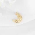 Detailed macro view of a golden crescent moon pendant with star patterns for DIY jewelry - Crescent Moon Shape Pendant (H-7137)