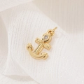 Gold-plated anchor pendant with sparkling zircon inlay for DIY jewelry design - Anchor Style (H-7153)