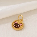 Exquisite gold round zodiac snake pendant with enamel blue oil drip and wave patterns - D1454 (Rat - Enamel)