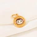 Macro detail of a golden zodiac monkey pendant with colorful enamel and cloud patterns - D1462 (Monkey - Enamel)
