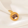 Detailed view of a gold zodiac tiger pendant with enamel finish on white silk background - D1456 (Tiger - Enamel)