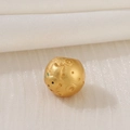 Detailed macro of golden matte spacer bead with blue enamel star and astronaut pattern - Spherical Fish Pattern Matte Gold Style (D1469)