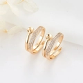 Base de anillo ajustable dorada con circonitas y engaste de perlas para joyería DIY - Montura de Perla de Doble Lazo (H-6086)