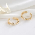Anillos dorados ajustables con esmalte blanco y circonitas sobre fondo de tela - Estilo de Flecha de Esmalte (H-6088)