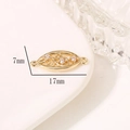 Makroaufnahme von 17mm vergoldetem Hohlblumenverbinder mit Zirkonsteinen für DIY - Ovales Hohlform (H-7283)