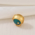 Golden matte bead charm with sparkling teal inlay for DIY bracelets and jewelry - Bead Peacock Green Decor Light Blue Style (D1466 Light Blue)