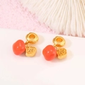 Chinese persimmon lucky charm beads with 24K gold plated clouds for DIY jewelry - Ruyi Style (Large) (D1340)