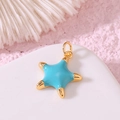 Himmelblauer Seestern-Anhänger mit Goldrand für DIY Halsketten und Schmuck - Himmelblau Seestern (29)