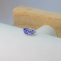 Accessorio spilla a ventaglio vintage con smalto blu e nuvole argento in stile classico - Blu scuro