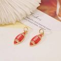 14K gold plated American football pendants with red enamel and white zircon accents - Red American Football Style (H-8054 Red)