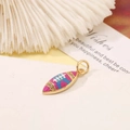 14K gold plated pink and blue rugby helmet pendant with zircon stones and enamel - Pink and Blue American Football Style (H-8054 Rose Red)