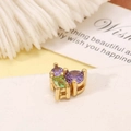 Minimalist 14K gold plated geometric pendant with purple and green zircon crystals - Multi-Color Gemstone Pendant (H-8059) / Gold