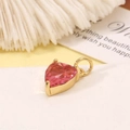 14K gold plated heart pendant featuring a faceted magenta zircon in a minimalist setting - Pink Heart Pendant (H-8058) / Gold