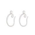 Simple silver curved earring hooks with loop connectors for DIY jewelry making - Silver