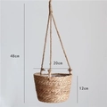 Cesto appeso per piante in fibra naturale intrecciata con altezza totale di 48 cm - Cesto Sospeso a Nido Intrecciato
