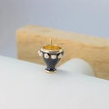 Baroque pearl cup base accessory with black enamel inlay and gold plating - 14K Gold (N-0268)