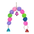 Colorful rattan ball bird swing with bells and wooden beads for hanging cage - Multicolor Rattan Ball Arch Swing
